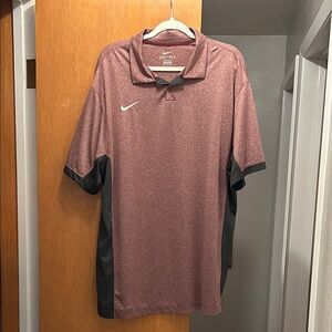 Nike Dri-Fit Men's Burgundy and Grey Polo Shirt